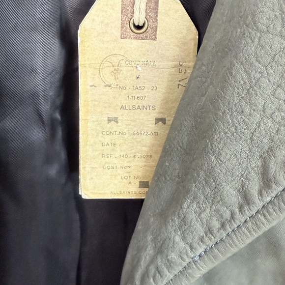 AllSaints Leather Sail Biker Moto Jacket Green Women's Size US 6 NWT Distressed - Picture 4 of 14